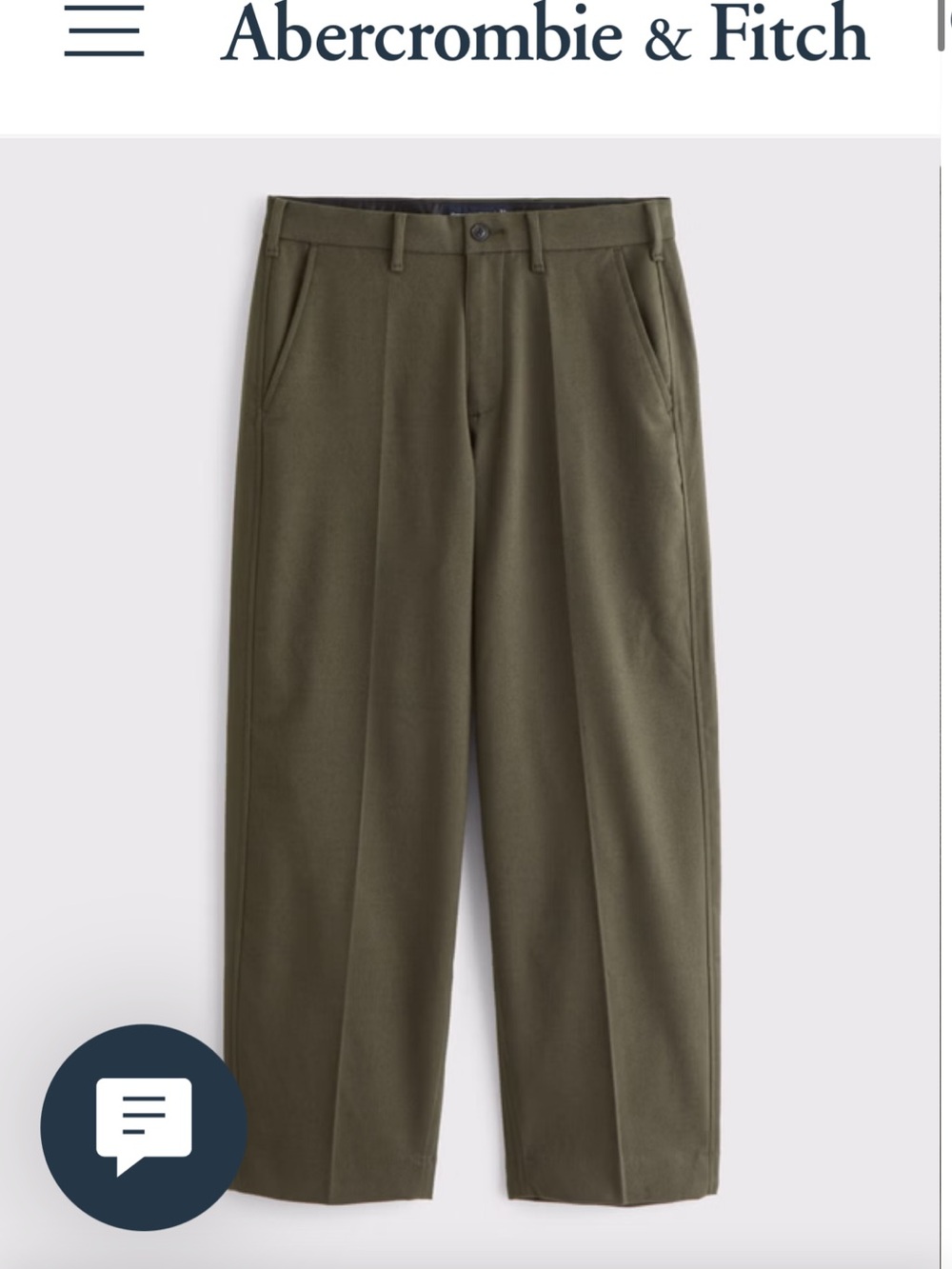 Abercrombie Men's Olive baggy trousers, never worn, new condition, sold out size
